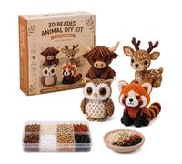 CavspkArt 3D Beaded Animal DIY Kit, Woodland Creature Bead Work Set