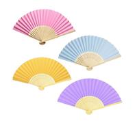 CavspkArt 4 Pcs Paper Hand Fan,Bamboo DIY Hand Fans Folding,Handmade Handheld Fans for Kids,Paper folding Fan Handheld for Wedding Party Favours,Home Decorations,Photo Props (Multicolour)
