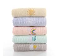 CavspkArt 5 Pcs Cute Children's Facial Towel, Soft Kids Face Towels 100% Cotton, Multicolor Kids Washcloth Towels, Baby Face Washer Hand Towels Cute Sun Rainbow Cloud Patterns 25 x 50 CM