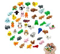 CavspkArt 50Pcs 3D Printed Mini Animals Set Random Styles, Movable Joint 3D Printed Animals, Cute 3D Printed Fidget Toys, Colorful Mini Animal Toys Set for Adults and Kids Desk Decor (50Pcs)