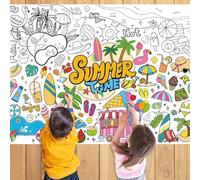 CavspkArt Large Summer Coloring Poster, Funny Summer Coloring Tablecloth, Summer Coloring Banner for Kids, Practical Kids Crafts, Beach Theme, Hawaii Party Decorations 110cm x 80cm (A1)