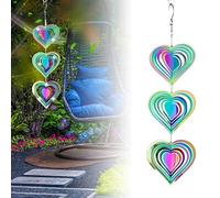 CavspkArt Metal Spiral Heart Wind Spinner Indoor Outdoor, Hanging Stainless Steel Wind Spinner, 360 Degrees Spiral Wind Chime for Garden, Bedroom, Yard, Window, Corridor (Colourful Heart)