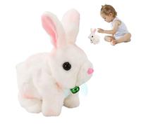 CavspkArt Realistic Interactive Rabbit With a Bell, Plush Rabbit Toys for Kids, Easter Bunny Toy - Walking & Talking, Funny Hopping Bunny Toy