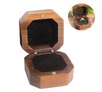 CavspkArt Solid Walnut Ring Box Vintage Wooden Ring Box Mini Engagement Ring Holder with Single Slot for Proposal Engagement Wedding Daily Storage Ceremony