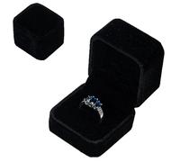 CavspkArt Velvet Wedding Ring Box, Square Ring Storage Box, Engagement Ring Box, Ring Necklace Earrings Box, Ring Organiser Box for Men and Women Engagement Wedding Proposal (Black)