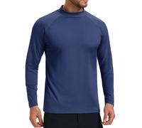 Cavva Fleece Lined Shirts for Men Long Sleeve Mock Turtleneck T Shirt Hiking Skiing Winter Thermal Undershirt,Navy Blue,M