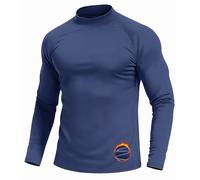Cavva Fleece Lined Top for Men Lightweight Mock Turtleneck T Shirt Long Sleeve Casual Warm Pullover Golf Shirt,Navy Blue,L