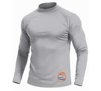 Cavva Men's Long Sleeve Top Fleece Lined Undershirt Mock Turtleneck Casual Warm T Shirt Winter Spring,Light Grey,3XL