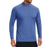 Cavva Men's Mock Turtleneck Shirts Long Sleeve Thermal Pullover Casual Golf Base Layers Micro Fleece Top,Blue Grey,3XL
