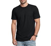 Cavva Men's T-Shirt Black Short Sleeve Shirts Cotton Crew Neck Plain Tee Spring Casual Tops Moisture Wicking Basics,XL