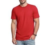 Cavva Men's T Shirt Round Neck Classic Short Sleeve Plain Tees Combed Cotton Moisture Wicking Casual Basics,Tomato Red,2XL