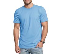 Cavva Men's T-Shirt Short Sleeve Lightweight Cotton Crew Neck Plain Tees Summer Classic Tops Comfotable Basics,Water Blue,2XL