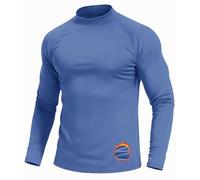 Cavva Men's Undershirt Mock Turtleneck Shirts Long Sleeve Pullover Golf Shirts Lightweight Athletic Running Top,Blue Grey,XXL