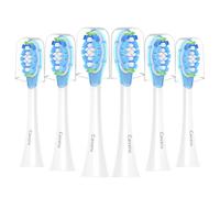 Cavzru Replacement Toothbrush Heads for Philips Sonicare C3 C2 G3 A3 W2 W3, 6 Pack Soft Silicone Brush Heads for HX9054 4100 5100 6100 7500, Compatible with Snap-On Handles, Anti-Collision Design