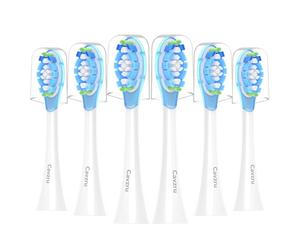 Cavzru Replacement Toothbrush Heads for Philips Sonicare C3 C2 G3 A3 W2 W3, 6 Pack Soft Silicone Brush Heads for HX9054 4100 5100 6100 7500, Compatible with Snap-On Handles, Anti-Collision Design