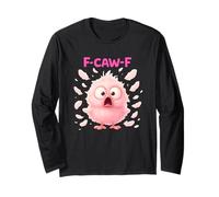 Caw Chicken Cute Pink Bird Cartoon Humor Crazy Chick Women Long Sleeve T-Shirt