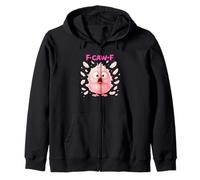 Caw Chicken Cute Pink Bird Cartoon Humor Crazy Chick Women Zip Hoodie