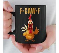 Caw-F Mug, Chicken Humor Mug, Squad Chickens Pun Sarcastic Coffee Cup, Crazy Rooster Cup, Hilarious Chicken Gift for Friends, Funny Gifts for Coworkers, Gag Office Gifts for Boss (Style B, 11oz)