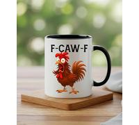Caw-F Mug, Chicken Humor Mug, Squad Chickens Pun Sarcastic Coffee Cup, Crazy Rooster Cup, Hilarious Chicken Gift for Friends, Funny Gifts for Coworkers, Gag Office Gifts for Boss (Style C, 11oz)