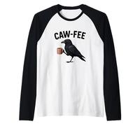 Caw-Fee Crow Bird Coffee Pun Funny Morning Humor Raglan Baseball Tee