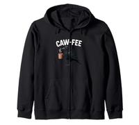 Caw-Fee Crow Bird Coffee Pun Funny Morning Humor Zip Hoodie