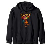 Caw Funny Chicken Humor Quote Rooster Meme Crazy Bird Women Zip Hoodie