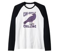 Caw Sually Chilling Crow Pun Funny Bird Raglan Baseball Tee