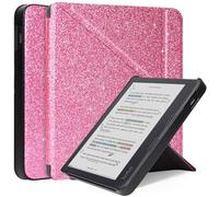 Caweet Case for Kobo Libra Colour 7 Inch 2024 Release, Premium PU Leather Origami Stand Protective Sleeve Cover with Auto Wake/Sleep Feature, Glitter Pink