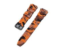 CAWEUER 18mm Compatible With Casio W-218H AE1200/1000W/1300 W-800H 216H 735H Soft Rubber Watchband Silicone Sport Sweat-proof Watch Strap Bracelet(Camouflage Orange,Silver Buckle)