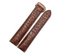 CAWEUER 19mm 20mm 21mm Crocodile Strap Compatible With Omega Compatible With Seamaster 300 Speedmaster De Ville Watchband Bracelet Deployant Clasp(Brown-rosegold,20mm)
