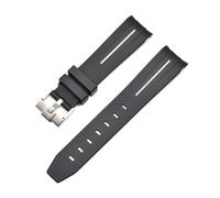 CAWEUER 20mm 21mm 22mm No Gaps Curved End Rubber Watch Band Compatible With Rolex Submariner Daytona Omega S-watch Silicone Strap Black Bracelet(Black-white,21mm)