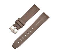 CAWEUER 20mm 21mm 22mm No Gaps Curved End Rubber Watch Band Compatible With Rolex Submariner Daytona Omega S-watch Silicone Strap Black Bracelet(Brown,21mm)