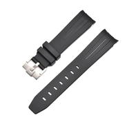 CAWEUER 20mm 21mm 22mm No Gaps Curved End Rubber Watch Band Compatible With Rolex Submariner Daytona Omega S-watch Silicone Strap Black Bracelet(Black-black,21mm)