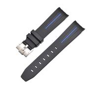 CAWEUER 20mm 21mm 22mm No Gaps Curved End Rubber Watch Band Compatible With Rolex Submariner Daytona Omega S-watch Silicone Strap Black Bracelet(Black-blue,21mm)