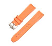CAWEUER 20mm 21mm 22mm No Gaps Curved End Rubber Watch Band Compatible With Rolex Submariner Daytona Omega S-watch Silicone Strap Black Bracelet(Orange,22mm)