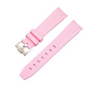 CAWEUER 20mm 21mm 22mm No Gaps Curved End Rubber Watch Band Compatible With Rolex Submariner Daytona Omega S-watch Silicone Strap Black Bracelet(Pink,20mm)