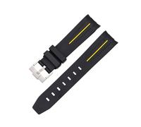 CAWEUER 20mm 21mm 22mm No Gaps Curved End Rubber Watch Band Compatible With Rolex Submariner Daytona Omega S-watch Silicone Strap Black Bracelet(Black-yellow,22mm)