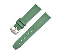 CAWEUER 20mm 21mm 22mm No Gaps Curved End Rubber Watch Band Compatible With Rolex Submariner Daytona Omega S-watch Silicone Strap Black Bracelet(Green,22mm)