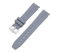 CAWEUER 20mm 21mm 22mm No Gaps Curved End Rubber Watch Band Compatible With Rolex Submariner Daytona Omega S-watch Silicone Strap Black Bracelet(Grey,20mm)