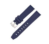 CAWEUER 20mm 21mm 22mm No Gaps Curved End Rubber Watch Band Compatible With Rolex Submariner Daytona Omega S-watch Silicone Strap Black Bracelet(Blue,21mm)