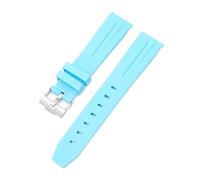 CAWEUER 20mm 21mm 22mm No Gaps Curved End Rubber Watch Band Compatible With Rolex Submariner Daytona Omega S-watch Silicone Strap Black Bracelet(Pale blue,20mm)
