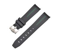CAWEUER 20mm 21mm 22mm No Gaps Curved End Rubber Watch Band Compatible With Rolex Submariner Daytona Omega S-watch Silicone Strap Black Bracelet(Black-green,21mm)
