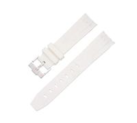 CAWEUER 20mm 21mm 22mm No Gaps Curved End Rubber Watch Band Compatible With Rolex Submariner Daytona Omega S-watch Silicone Strap Black Bracelet(White,20mm)