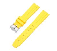 CAWEUER 20mm 21mm 22mm No Gaps Curved End Rubber Watch Band Compatible With Rolex Submariner Daytona Omega S-watch Silicone Strap Black Bracelet(Yellow,20mm)