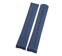 CAWEUER 20mm Soft FKM Fluorous Rubber Curved End Compatible With Omega Strap Compatible With Seamaster 300 Diving Belt Fold Buckle Replacement Watch Band(Blue,Silver Round Buckle)