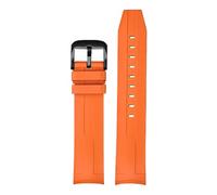 CAWEUER 21mm High Grade FKM Strap Compatible With Tissot 1853 T120 Series Men Curved End Diving Fluoro Rubber Watch Band Steel Buckle Bracelet(Orange02)