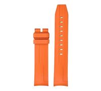 CAWEUER 21mm High Grade FKM Strap Compatible With Tissot 1853 T120 Series Men Curved End Diving Fluoro Rubber Watch Band Steel Buckle Bracelet(Orange00)
