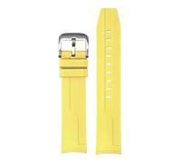 CAWEUER 21mm High Grade FKM Strap Compatible With Tissot 1853 T120 Series Men Curved End Diving Fluoro Rubber Watch Band Steel Buckle Bracelet(Yellow01)
