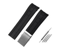 CAWEUER 22mm 23mm Curved End Watchband Compatible With Mido M005430A M005614A Waterproof Rubber Watchband For Citizen Blue Angel Silicone Strap(Black silver buckle,23mm)