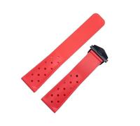 CAWEUER 22mm Breathable Silicone Watchband Compatible With TAG Heuer F1 CAZ201 WAZ2113 CAZ1010 Watch Strap Soft Rubber Bracelet And Folding Buckle(Red black clasp)